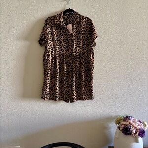 Missguided Tshirt Smock Leopard Print Dress